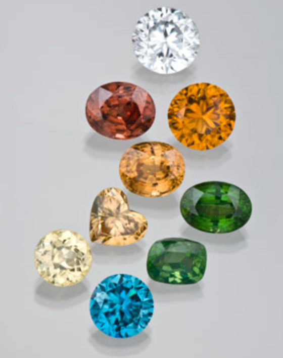 Rainbow zircon gemstones